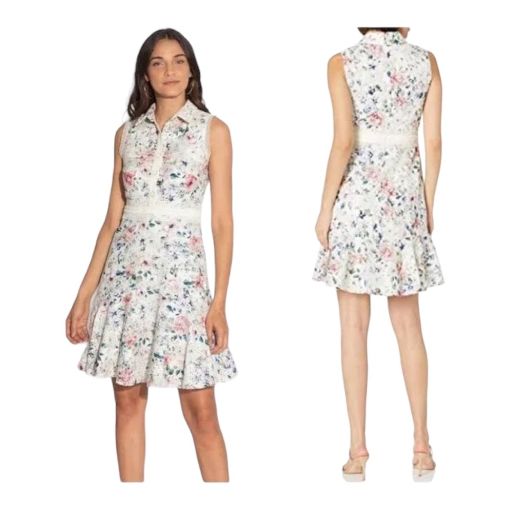 Shoshanna Salome Floral Print Eyelet Dress Size 4